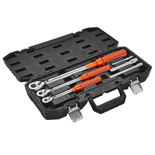 VEVOR 1/4 3/8 1/2 Inch Drive Torque Wrench, 3Pcs Click Torque Wrench Set 20-240IN-LB, 5-45FT-LB, 10-170FT-LB, Dual-Direction Adjustable 72 Tooth for Bicycle, Moto and Car Maintenance - size: 1.7-20 FT.LB, 5-45 FT.LB, 10-170 FT.LB, style: 1/4, 3/8, 1/2-Inc