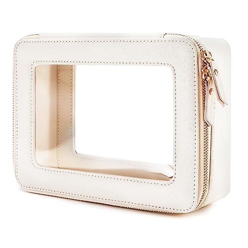 Aveniee Clear Makeup Bag Organizer,Large Travel Toiletry Bag for Women, Waterproof Cosmetic Pouch with Zippers,Car Organizers and Storage Case for Accessories,White - color: Off-White, style: Large Glam