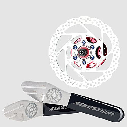 Rotor Truing Fork Bike Disc Alignment Tool Bicycle Brake Wrench,Bike Disc Brake Pad Adjustment Alignment Tool Gap Regulator,3 Slot Depths,Strong,Easy to Carry and Use - style: 1 Wrench & 2 Regulators