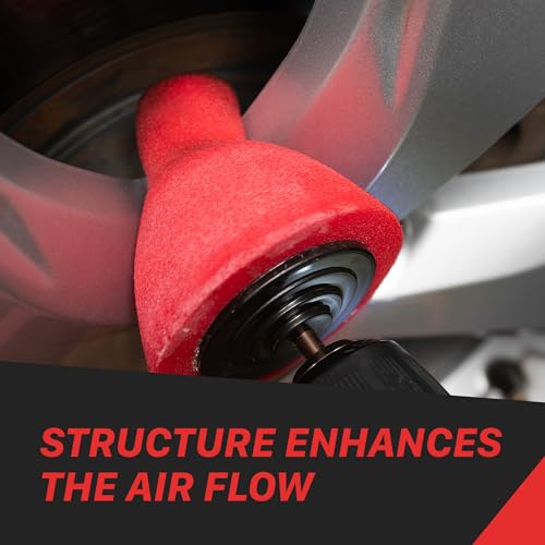 Maxshine Universal M8 Wheel Drill Finishing Cone Sponge | Professional Detailing Tool for Wheels, Rims & Upholstery | Universal Fit M8 Drill Attachment for Auto Detailing, Polishing & Cleaning