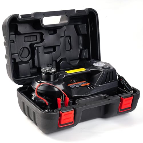 Electric Car Jack 5 Ton 12V Floor Jack with Inflator Pump Portable Hydraulic Jack Vehicle Lift for Car SUV Sedan MPV Tire Change with Led Light - color: Classic Version Black