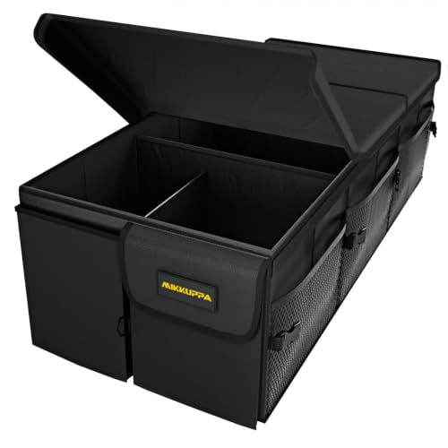 MIKKUPPA Car Trunk Organizer - 95L Collapsible Trunk Organizer with Lid, Sturdy Car Storage for SUV Auto Truck Van with Adjustable Straps and Non Slip Bottom (Black, XX-Large) - color: Black, size: XX-Large - With Lid
