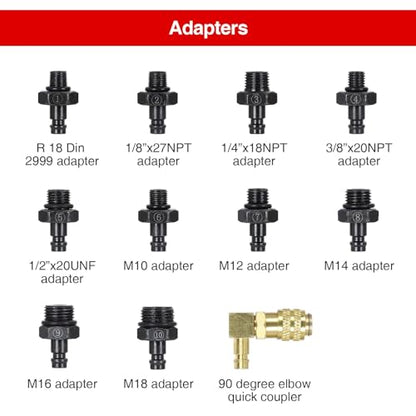 Oil Pressure Tester Kit, Pressure Gauge Kit, 0-140 PSI, Fuel System, Mechanical Engine Sensor, Compression Test, for Car ATV Truck