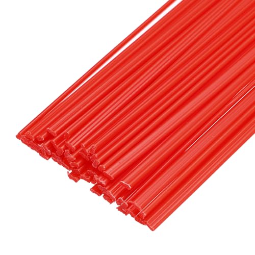 MECCANIXITY 50pcs 13 Inch Plastic Welding Rods PP Welding Strips Welder Rods for Car Bumper, Kayak Repair, Plastic Welder, Red