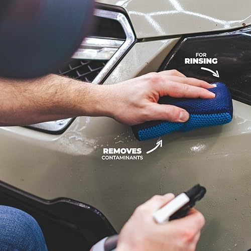 The Rag Company - Ultra Clay Scrubber - Fast and Effective Removal of Paint Contaminants, Light Overspray, and More; Dual Sided Design for Scrubbing and Clay Work; Deep Clean Glass (2-Pack) - color: Blue