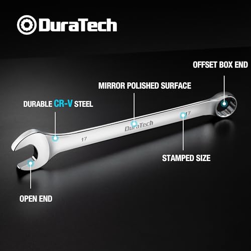 DURATECH 17mm Combination Wrench, Metric | CR-V Constructed, Mirror Polish, 12-Point, 15-Degree Offset - size: 17 mm