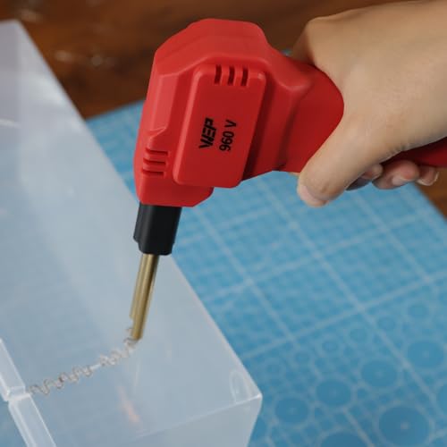 WEP 960-V Red Plastic Welder Kit 110V with LED Lights with 200 Hot Staples and Pliers for Car Bumper Plastic Welding, Plastic Gas Tank Repair, a Great Automotive Tools for Mechanics - color: Red