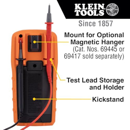 Klein Tools MM720 Digital Multimeter, Auto-Ranging TRMS, Low Impedance (LoZ), 1000V AC/DC Voltage, 10A AC/DC Current, 60 MOhms Resistance