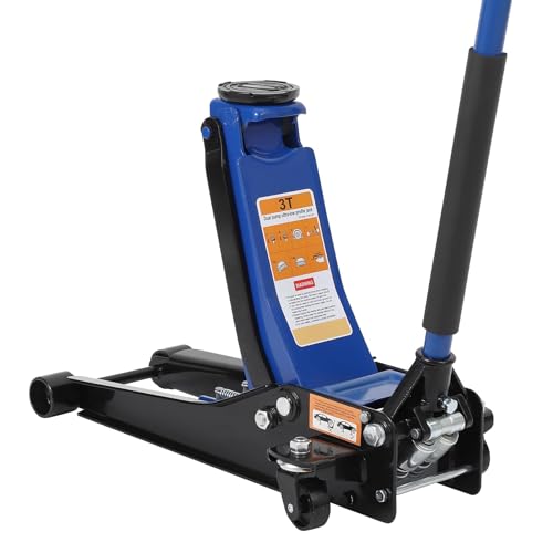 GarveeTech 3 T Low Profile Floor Jack, Professional Low Profile Hydraulic Jack, Heavy Duty Steel Racing Floor Jack with Dual Piston Quick Lift Pump,Lift Range 3 in-19.5 in,Hydraulic Car Jack, Blue