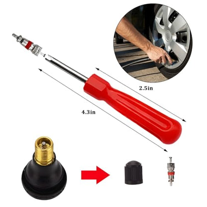 15PCS Car Tire Valve Stem Tool Remover Installation Set, Vehicle Valve Puller Installer with TR412 Stem Cores, Single Head 4-Way Automotive Tire Valve Core Tool Kit, Universal Fit - size: 15PCS