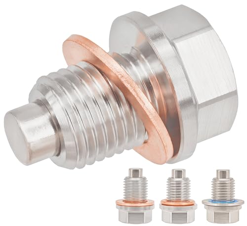 1PC M14x1.5mm Stainless Steel Engine Magnetic Oil Drain Plug Fits for Honda Accord Civic CR-V Odyssey, Acura Ford GM Mazda Hyundai KIA Audi VW RAM JEEP Yamaha Benz, More Vehicles, Replace DP001 - size: M14x1.5