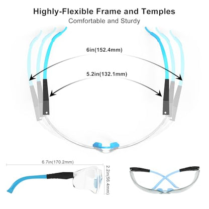 xaegistac Shooting Glasses Anti Fog -Shooting Range Eye Protection | Adjustable Safety Glasses with Z87.1 Certificated Impact Reistance - color: Blue Frame Clear Lens