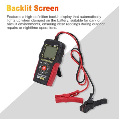 Eujgoov Car Battery Tester, 12V 24V Automotive Battery Diagnostic Tool, 50-1999 CCA Load Capacity, Digital Analyzer Voltage Meter for Cars, Trucks, Motorcycles, SUVs, Boats Use