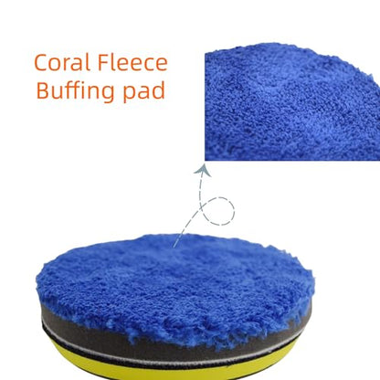 12Pcs 5inch Foam Buffing Polishing Pads Kit, with Coral Fleece Pad, Backing Plate, M14 Drill Adapter, Car Buffing Kit for Car Polishing, Waxing, Sealing Glaze (12Pcs-5inch) - size: 12Pcs-5inch
