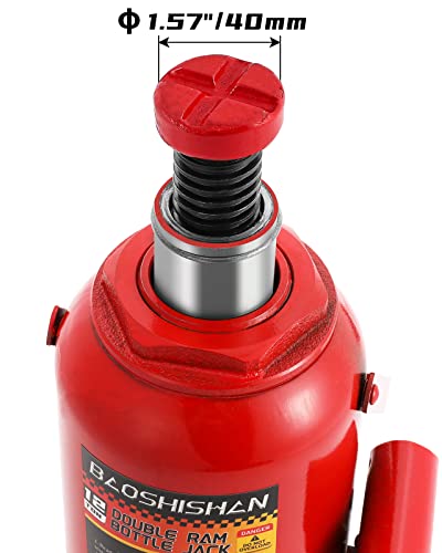 BAOSHISHAN 12 Ton Double Ram Bottle Jack, 8.7" to 20.5" Lift Range | Heavy-Duty Hydraulic Lifting, Welded Steel Frame, Built-in Safety Valve, for SUV Truck RV - size: 12 Ton without Case