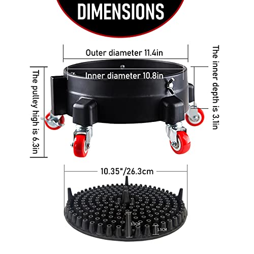 5 Gallon Bucket Dolly with Bucket Insert,Professional Car Wash Bucket Dolly | with 5 Wheels,including 2 Locking Casters for Car Washing, Detailing, Garage & More