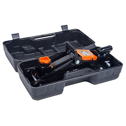 Pro-Lift Hydraulic 1.5 Ton Trolley Jack Car Lift with Blow Molded Storage Case - 3000 LBS Capacity Orange - color: Orange