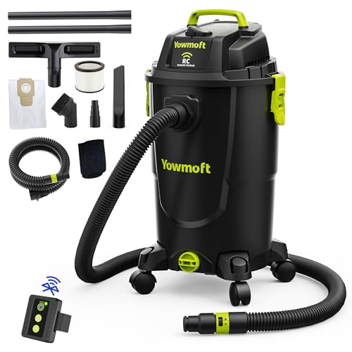 CVL30-RC 8 Gallon Dust Extractor with Remote Control 5.5 Peak HP Shop Vacuum Wet Dry Vacuum Cleaner with HEPA Filter, Dust Bag for Woodworking, Garage, Workshop and Home Cleaning