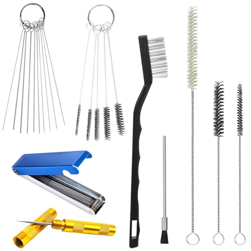 9Pcs Carburetor Jet Cleaning Kit Tool, Professional Welding Tip Cleaner & Carb Jet Cleaning Kit with Brushes, Stainless Steel Needles & Hooks for Motorcycle ATV Chainsaw & Welder - color: C-Style-9PCS