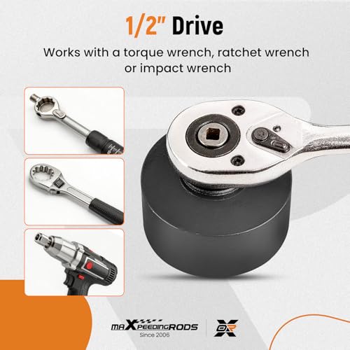 maXpeedingrods 13Pcs Grooved Lock Nut Socket Set with Internal Teeth 1/2'' Drive, Spindle Nuts Socket Kit Ball Joints Axle Locknut Remove Install Locking Hub Socket for KM KML HM HML HMLL Groove Nut