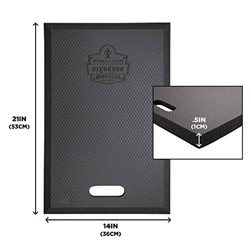 Ergodyne ProFlex 381 Lightweight Kneeling Mat, Thin Foam Knee Cushion, Standard, 14" x 21" x 0.5" ,Black - size: Standard