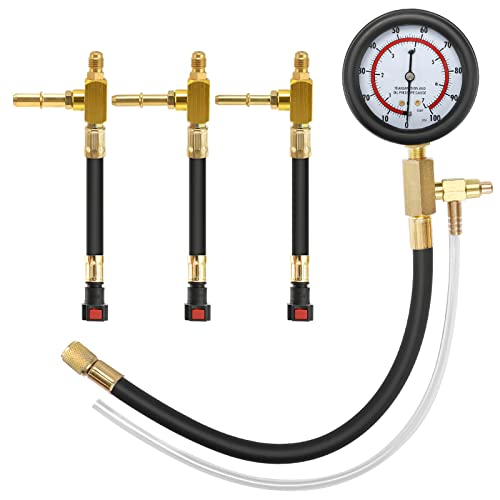 BETOOLL Fuel Pressure Test Kit 0-100PSI with 9.49,7.89,6.30 Fuel Line Fittings - size: Fuel Pressure Tester Kit