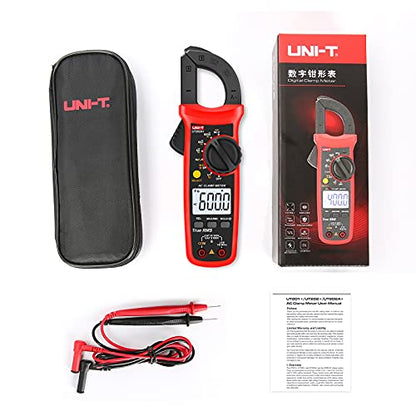 UNI-T Digital Clamp Meter UT202A+, AC Current TRMS HVAC Volt Amp Ohm Meter Clamp On Multimeter Auto Ranging 6000 Counts AC DC Voltage Frequency Resistance Capacitance Continuity Diode Live Wire Tester - size: UT202A+