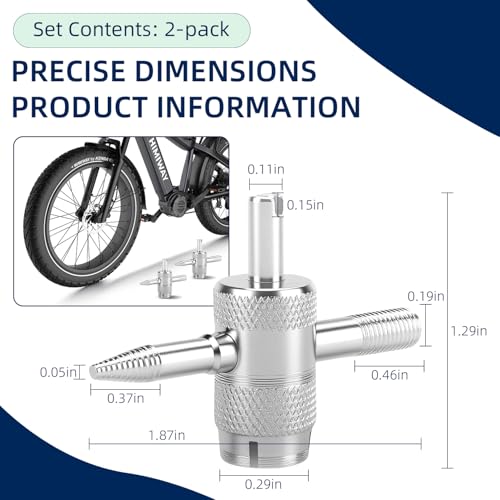 2PCS 4-Way Valve Core Tool,Tire Valve Stem Tool,4-in-1 Universal Valve Wrench,Multifunctional 4 Way Valve Stem Installer Tire Repair Tool for Car Bicycle Bike Motorcycle