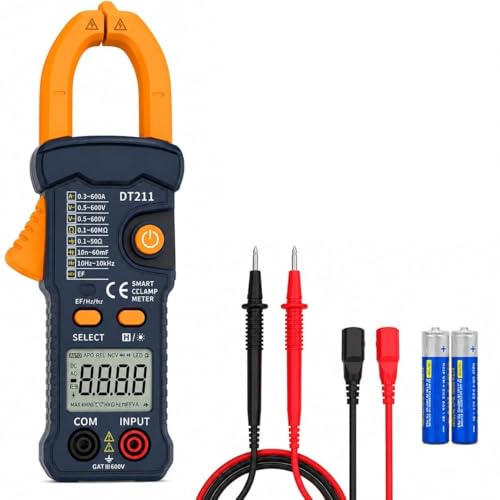 DT211 Mini Smart Clamp Meter | Digital Multimeter AC/DC Voltage & Current Tester | True RMS | NCV Non-Contact Voltage | Resistance, Capacitance, Frequency | Portable for Home/Automotive/Electricians