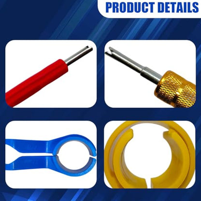 16PCS Car AC Fuel Line Disconnect Tool Set, Master Quick Disconnect Tool Kit Includes 1/4 5/16 3/8 1/2 5/8 3/4 7/8 Inch, Valve Core Remover with Storage Box for Transmission Oil Cooler Line