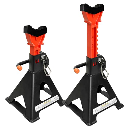 3 Ton Jack Stands (6,600 LBs) Heavy Duty with 2 Crossbars & Double Pin Locking - Adjustable 11.61" to 16.34" Jack Stands for Trucks, SUV, Car, Garage, UTV/ATV - 1 Pair, Safe & Stable Support - color: Black+Orange, size: 3Ton Jack Stands with 2 Crossbars