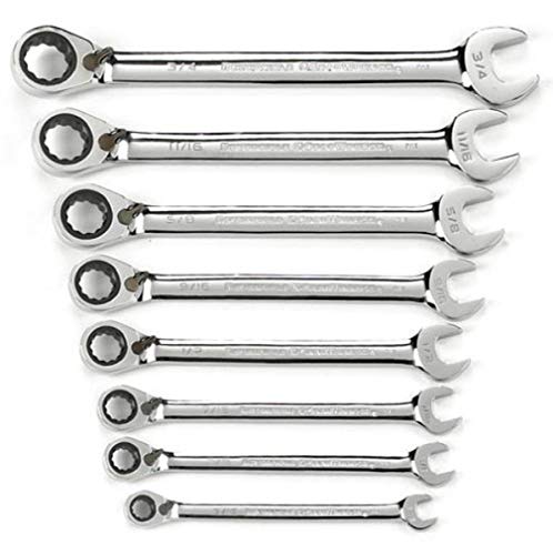 GEARWRENCH 8 Piece 72-Tooth 12 Point Reversible Ratcheting Combination SAE Wrench Set | 9533N - size: (Pack of 1)