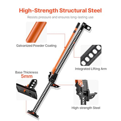 VEVOR Farm Jack 60inch, 7000 lbs Capacity Ratcheting Off Road Jeep Jack for Tractor, Truck, SUV, Bumper Lift, Orange - size: 5.1 x 9.1 x 60.0 inch