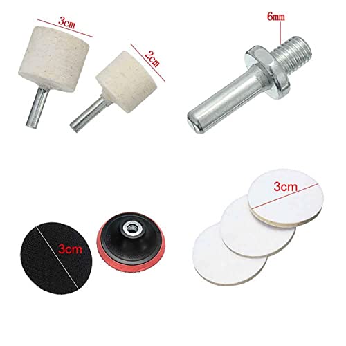 Kakalote 9Pcs/Set Glass Polishing Kit Multifunctional Deep Scratch Remover Car Polish Pad Cerium Oxide Polishing Powder Felt Polishing Wheel Set for Windscreen and Glass Repair