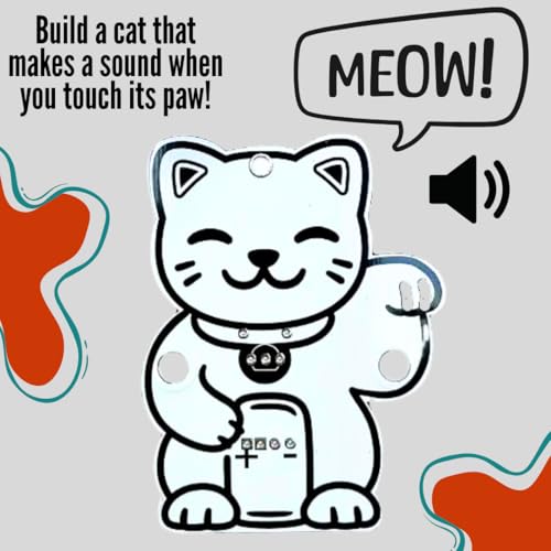 Learn to Solder Kit – Transistor Cat STEM Badge | DIY Soldering Project for Beginners, Teens, and Hobbyists | Includes PCB, Buzzer, Transistor | Educational Electronics Kit