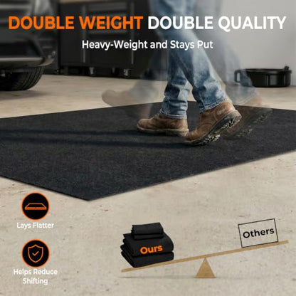 Golener Oil Spill Mat - Garage Floor Mat, Absorbent Oil Pad, Premium Maintenance Mat, Waterproof, Contain Liquid, Protect Floor from Spill & Stain, Reusable, Washable, Durable, 72”x96”, Black/Orange - size: 6' x 8' (Rectangular)