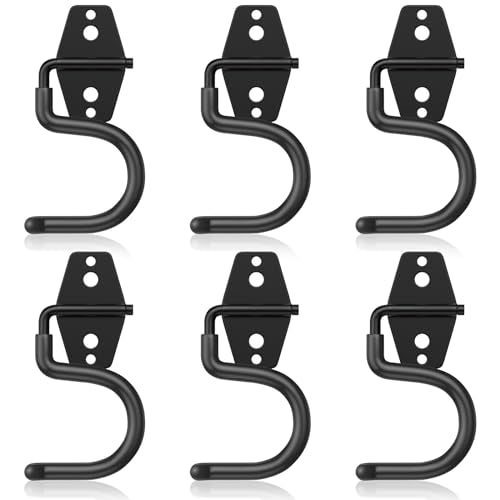 HUPBIPY 6 Pack Metal Garage Hooks, Heavy Duty S Hooks Tool Hangers for Garage Wall, Shed, Garden Storage Organizer - color: Black S Hook