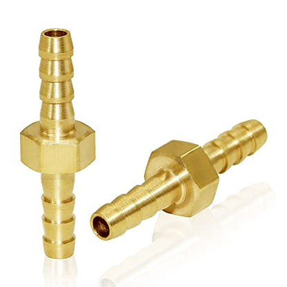 Joywayus 1/4" 6mm ID Hose Barb Hex Union Fitting Intersection/Split Brass Water/Fuel/Air with 10 Stainless Steel Clamps(Pack of 5) - size: 0.25 Inch, style: 5PCS
