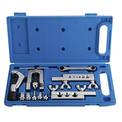 YAETEK Swaging Tool Kit – Flaring Tool Kit - Tube Cutter Rachet Wrench Swag Tool - 45 Degree Brake Line Tubing Brass Aluminum Copper Extrusion 1/8" to 3/4" for HVAC Water Gas Pipe Automotive Plumbing
