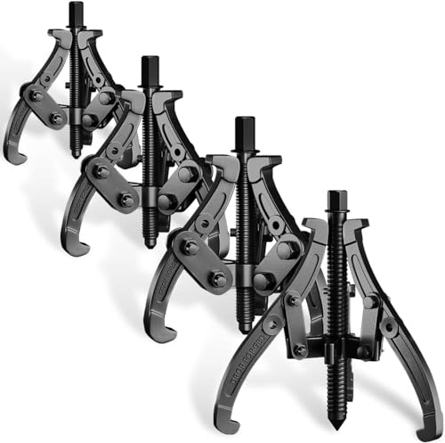 3'' 4'' 6'' 8'' Gear Puller Set, 3 Jaw Bearing Puller with Reversible Jaws | 2 Jaw / 3 Jaw Pulley Puller Tool for Pulley Gear Bearing Flywheel Removal, 4pcs Gear Extractor Tool 1.1t/1.6t/3.0t/4.4t