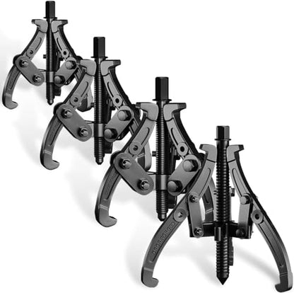 3'' 4'' 6'' 8'' Gear Puller Set, 3 Jaw Bearing Puller with Reversible Jaws | 2 Jaw / 3 Jaw Pulley Puller Tool for Pulley Gear Bearing Flywheel Removal, 4pcs Gear Extractor Tool 1.1t/1.6t/3.0t/4.4t