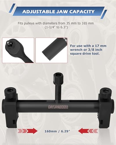 DAYUAN Universal Crankshaft Pulley Puller Tool Kit, V-Ribbed Pulley Kits | Ribbed Drive Pulley Puller, Adjustable Crankshaft Remover,for Crankshafts, Alternators, Air Conditioning Units, Water Pumps