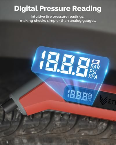 ETENWOLF Digital Tire Pressure Gauge 2 Pack, Industrial Tire Gauge 3-200 PSI, Calibrated to ANSI B40.7 Grade 2A(Plus-Minus 0.5%), Air Pressure Gauge with Replaceable AAA Batteries (Space Grey) - color: space grey