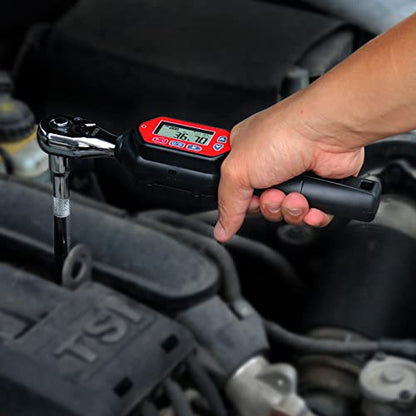 Digital Torque Wrench 3/8-inch Drive, 1.33-44.25 ft-lbs (1.8-60 Nm) (16-531 inch Pound) with Buzzer & LED, Calibrated (VTWM-60), Red