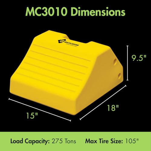 Checkers Heavy Duty Wheel Chocks for 65"-105" Tires, One Large Tire Chock for Haul Trucks, Loaders, and Cranes, 275 Ton Capacity, Lightweight HDPE, Made in The USA, Yellow, MC3010 - size: For 65"-105" Tires