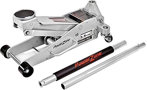 Power Zone Dual Pump Quick Lift 3-1/2 Ton Aluminum and Steel Racing Jack, Lift Range: 4-1/8” to 18-5/16”, Silver (680063-A)