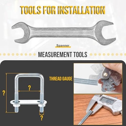 DTGN M8x40x80mm U Bolts Square Kit - 2Set - Carbon Steel U-Bolt Kit with Nuts, Washers, Frame Plate - Good for Pipe, Trailer, Automotive, Leaf Spring Fastener - size: M8x40x80mm