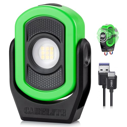Magnetic Work Light – 780 Lumen Compact Pocket Light, Rechargeable 3000mAh, 360° Pivot, Durable & Portable for Mechanics & Jobsites (Green) - color: Green, size: 1 Pack-780lm