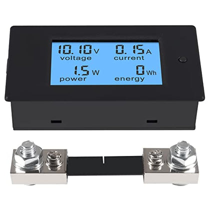 DC 6.5-100V 0-100A 12V 24V 36V 48V 60V 72V Volt Amp Watt Meter LCD Display Digital Current Voltage Power Energy Meter Multimeter Ammeter Voltmeter with 100A 75mV Current Shunt Pack of 2
