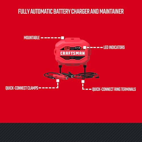 CRAFTSMAN 1.5A Car Battery Charger and Maintainer, 3-in-1 Solution, for 6V/12V Power Sport, Automotive, and Marine Batteries, CMXCESM259 (Pack of 2) - size: (Pack of 2)